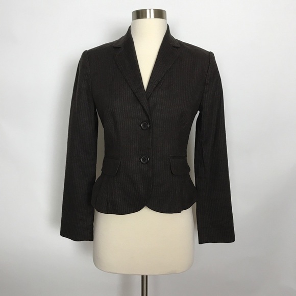 Banana Republic petite pinstripe brown blazer 0P - Picture 1 of 8